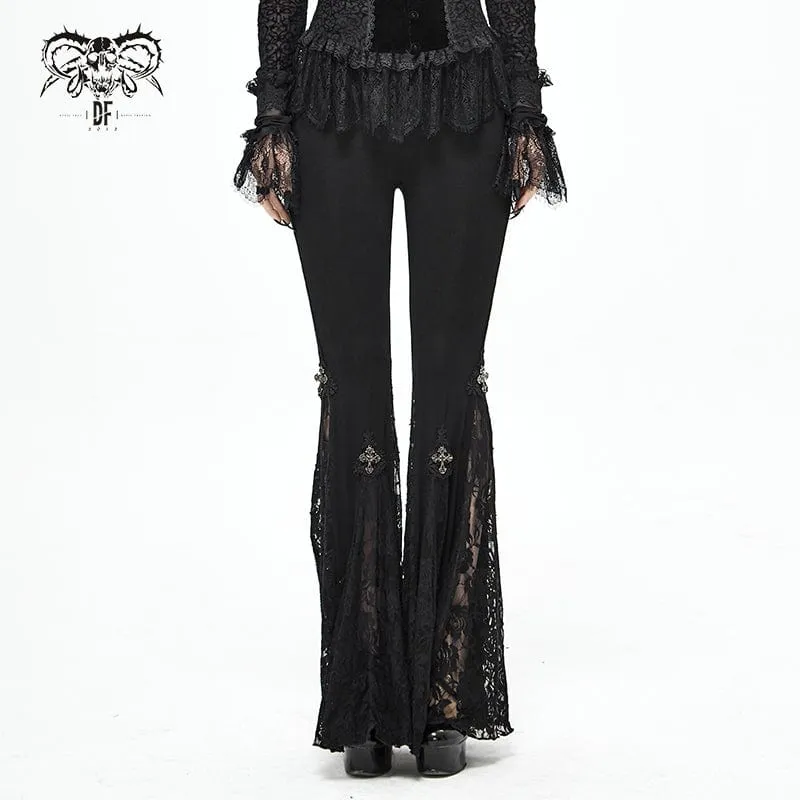 Women's Gothic High-waisted Floral Lace Bell-bottoms