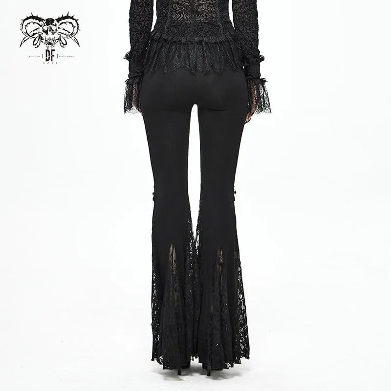 Women's Gothic High-waisted Floral Lace Bell-bottoms