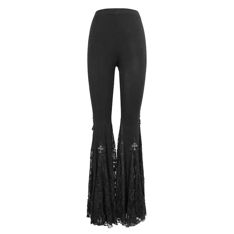 Women's Gothic High-waisted Floral Lace Bell-bottoms