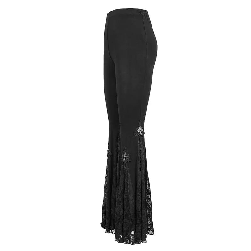 Women's Gothic High-waisted Floral Lace Bell-bottoms