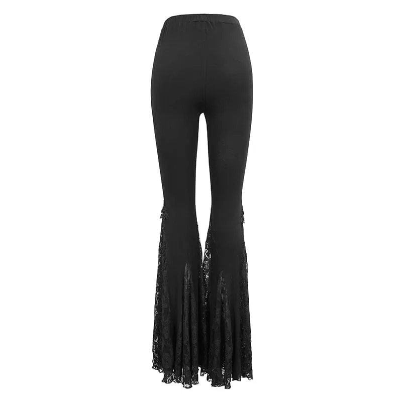 Women's Gothic High-waisted Floral Lace Bell-bottoms