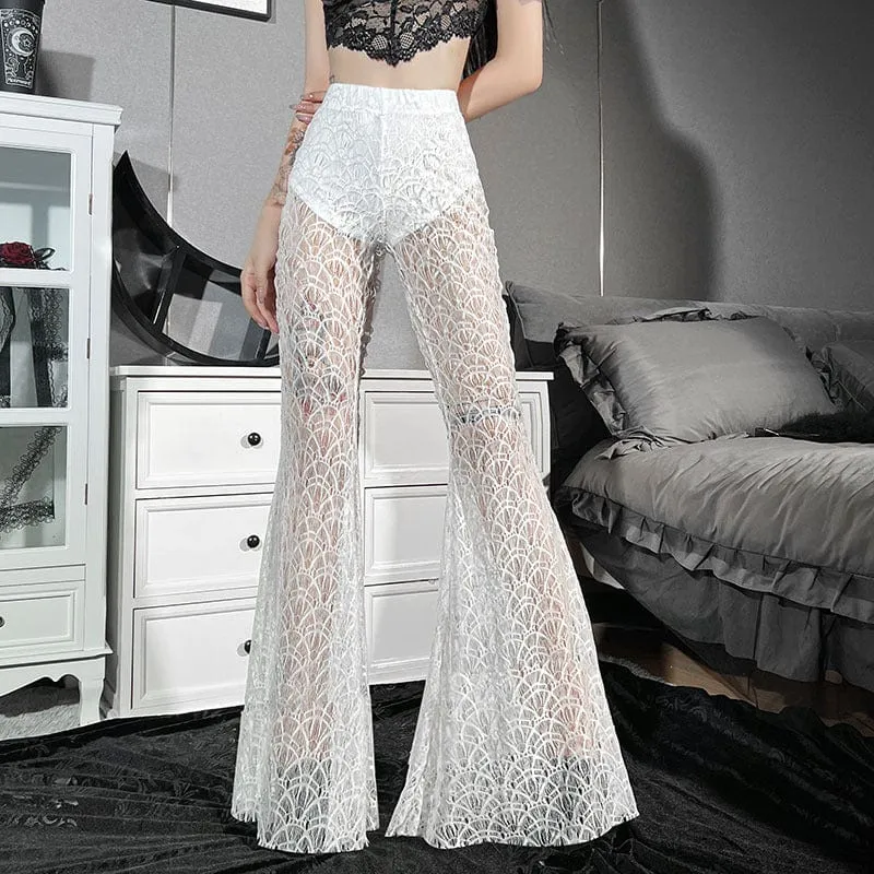 Women's Gothic Sexy High-waisted Sheer Mesh Bell-bottoms