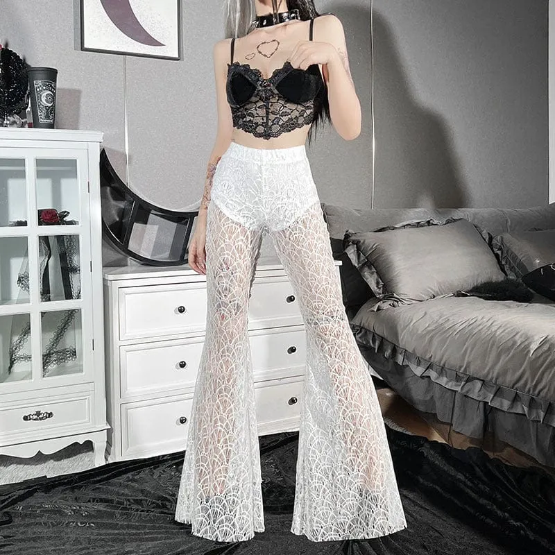 Women's Gothic Sexy High-waisted Sheer Mesh Bell-bottoms