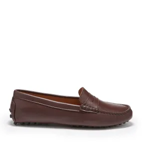 Women's Penny Driving Loafers, brown leather