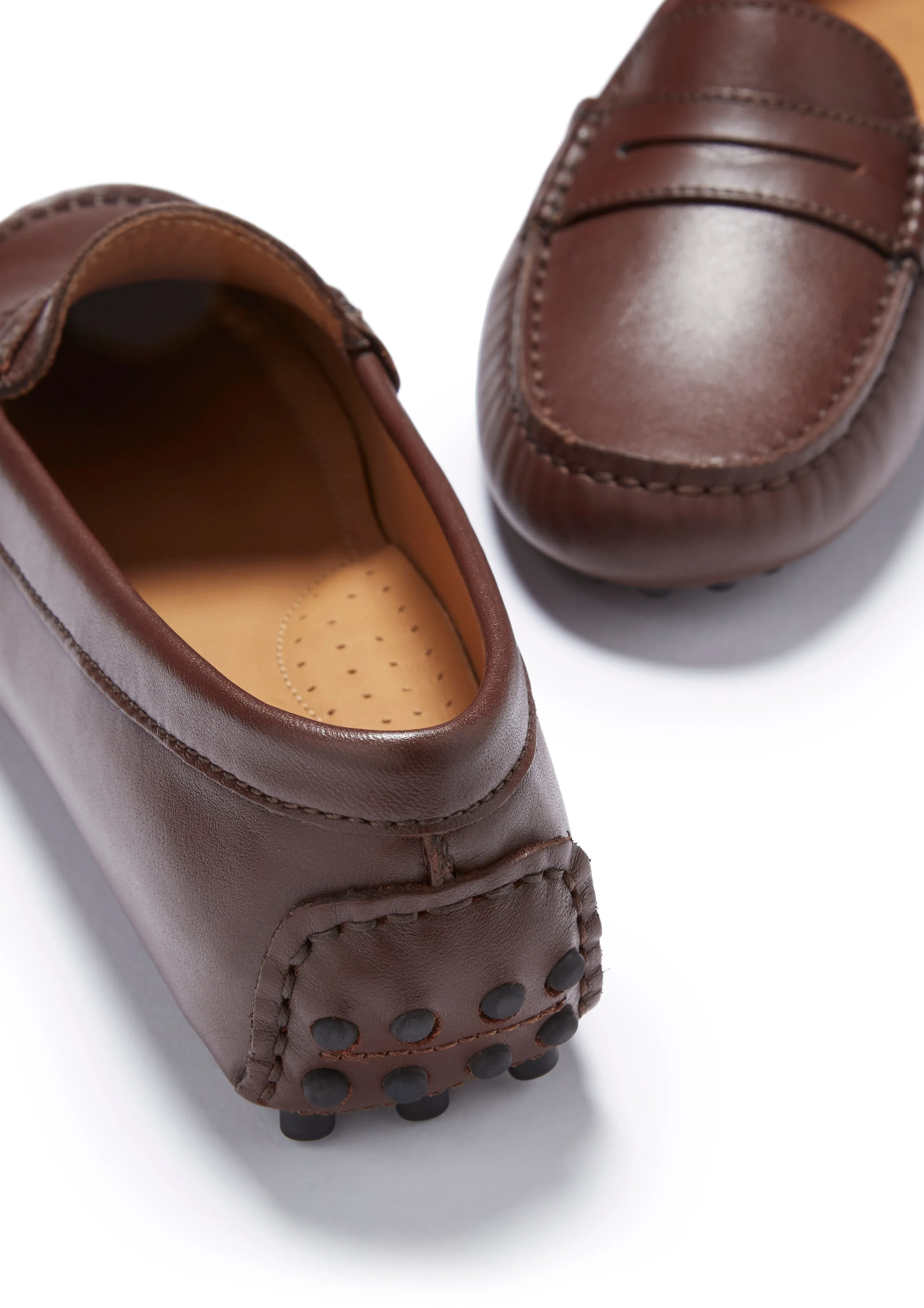 Women's Penny Driving Loafers, brown leather