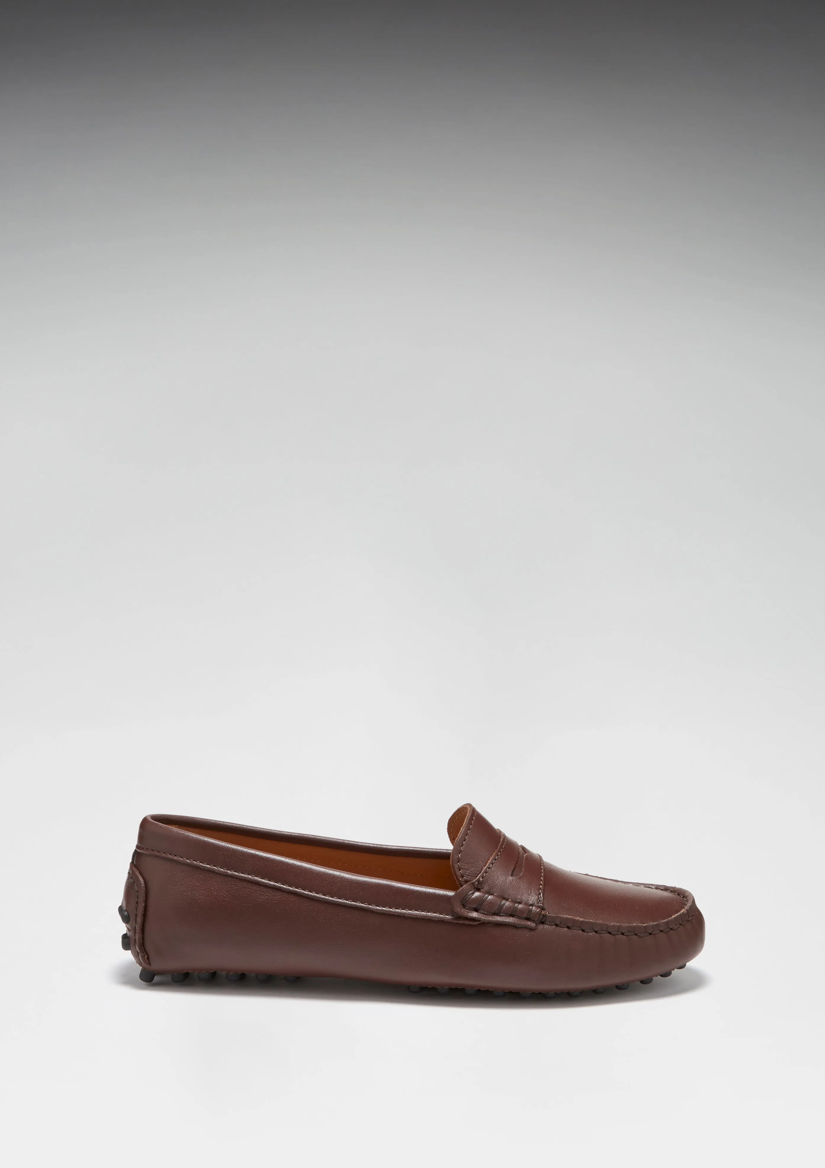 Women's Penny Driving Loafers, brown leather