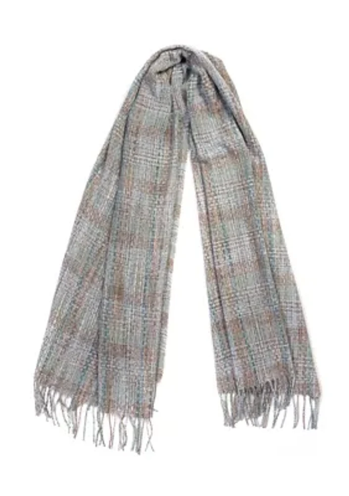 Women's Space Dyed Plaid Feather Soft Scarf