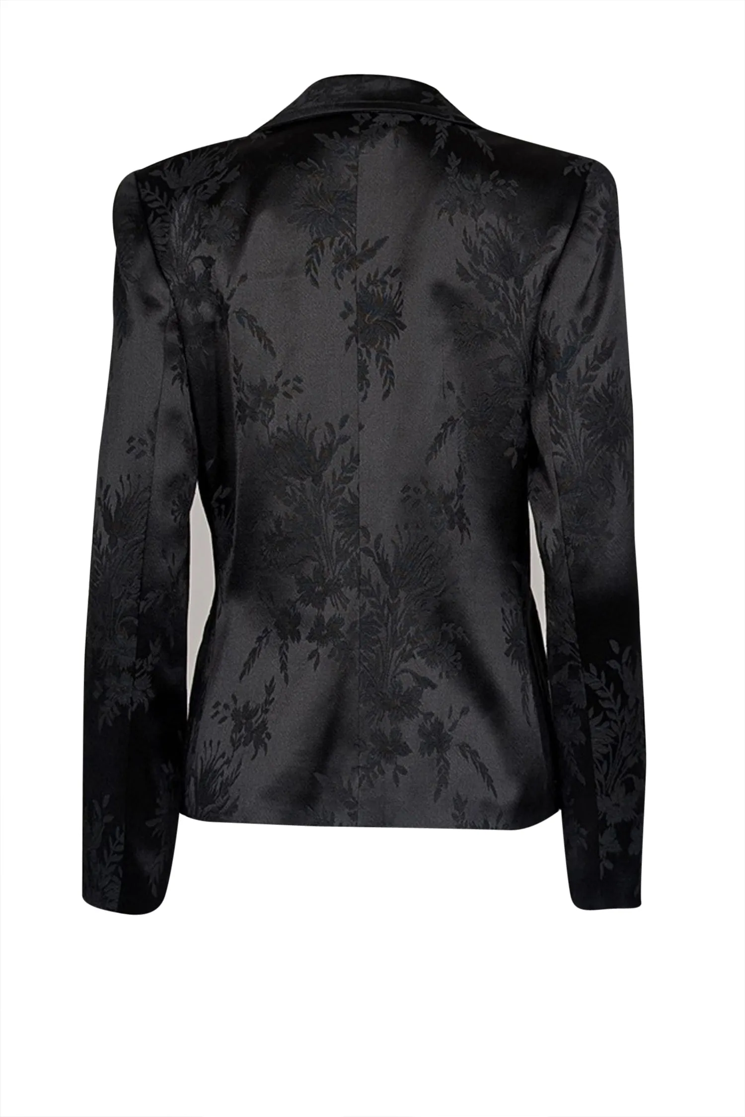 Yves Saint Laurent - Black Floral Satin Brocade Blazer Sz 6